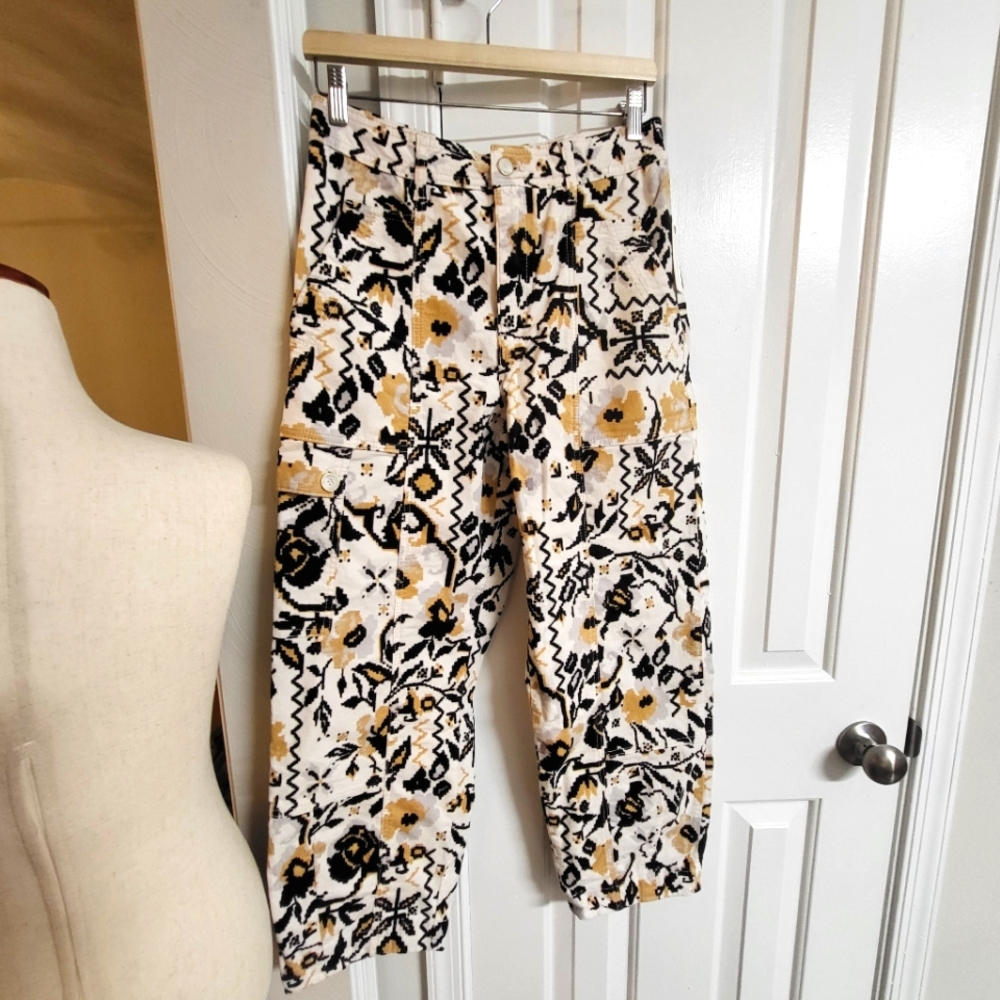 NWT Antropologie Floral Print  Velour Pants